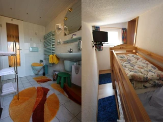 Bad (links) und Kinderzimmer (rechts)