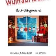 80. Hobbymarkt - Wülfrath kreativ Der Flyer zeigt liebevoll gestaltete Weihnachtsdekorationen vor einem winterlichen Hintergrund.