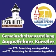 Ausstellung Augustfehner Künstler.jpg Plakat zur Gemeinschaftsausstellung Augustfehner Künstler mit Logos von Eisenhütte und Ortsverein