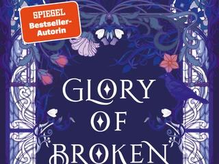 Cover - Glory of Broken Dreams Das Buchcover von "Glory of Broken Dreams" von Ruby Braun zeigt einen dunkellila Hintergrund, verziert mit floralen Ornamenten in lila und weiß. In der Mitte stehen Titel und Autorin in stilisierter weißer Schrift. Oben links befindet sich ein rotes Label mit der Aufschrift "SPIEGEL Bestseller-Autorin". Die Ranken und Blumen verleihen dem Design eine geheimnisvolle und elegante Atmosphäre.The book cover of "Glory of Broken Dreams" by Ruby Braun shows a dark purple background, decorated with floral ornaments in purple and white. In the middle are the title and author in stylized white lettering. At the top left is a red label with the words "SPIEGEL Bestseller Author". The tendrils and flowers give the design a mysterious and elegant atmosphere.