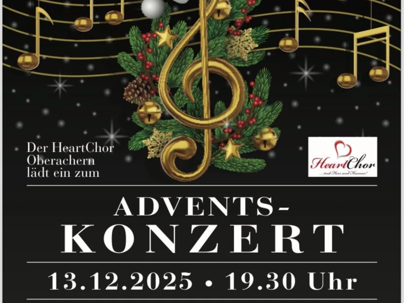 Plakat vom Adventskonzert vom HeartChor in der Kirche St. Stefan in Oberachern
