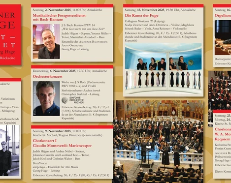 Aachener Bachtage 2025 Programm (c) Bachverein.jpg Programmübersicht der 52. Aachener Bachtage 2025 mit Musikevents, Künstlern und Terminen.