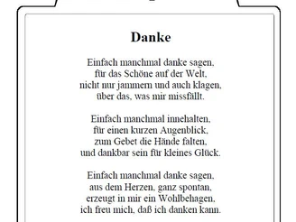 Lesestation 1 Lesestation mit einem Gedicht von Sabine Müller, das zur Wertschätzung kleiner Glücksmomente ermutigt.
