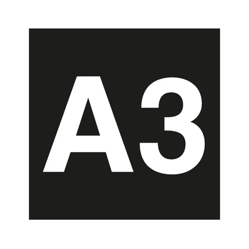 Wegzeichen des Wanderwegs Josefsmühle Schwarz-weißer Hinweis A3 beschreibt Abschnitt des Wanderwegs im Outdoor-Tourismus.