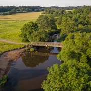 Die Wümme und die Gothardbrücke aus der Vogelperspektive Die Wümme und die Gothardbrücke aus der Vogelperspektive