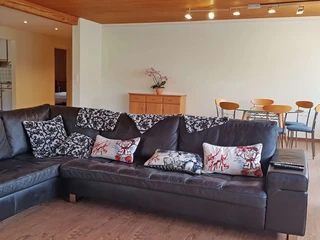 Wohnzimmer mit Sofa und Esstisch