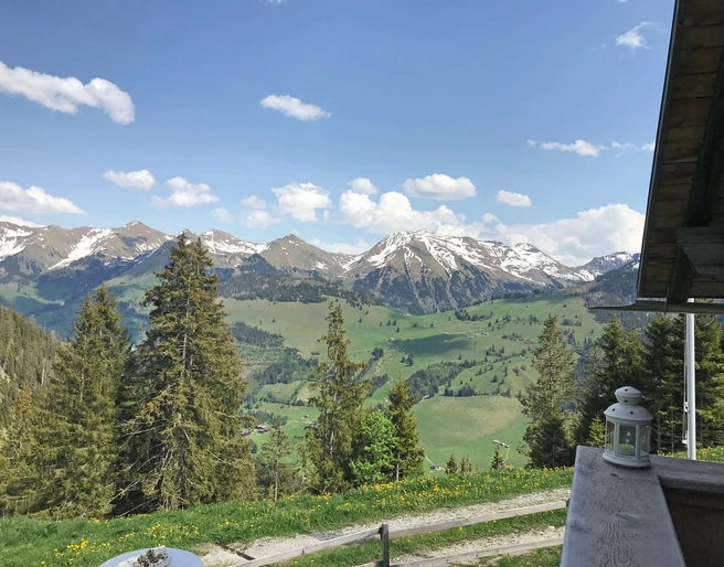 View alpine hut Brüschtmoos