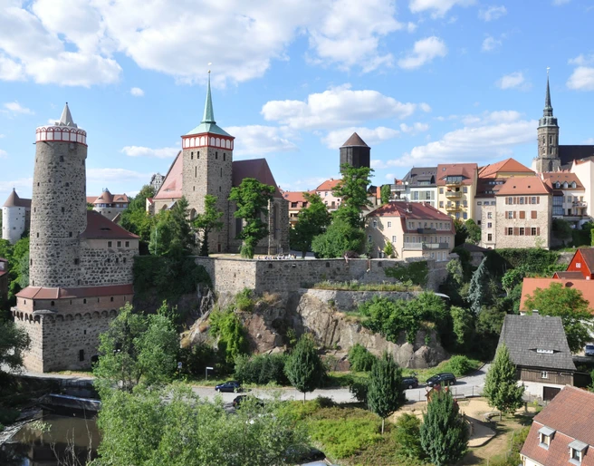 Bautzener Wahrzeichen Alte Wasserkunst und Michaeliskirche