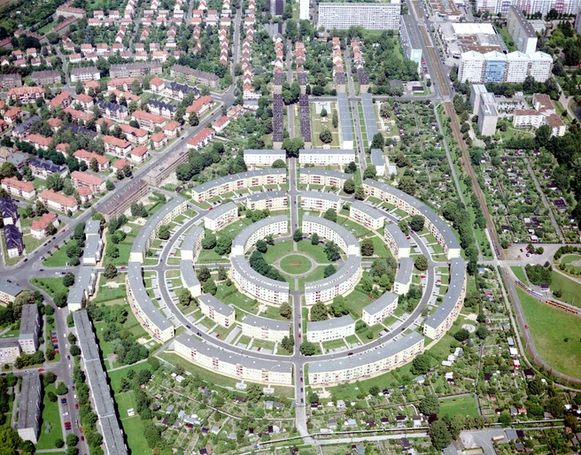 Wohnanlage Rundling von oben