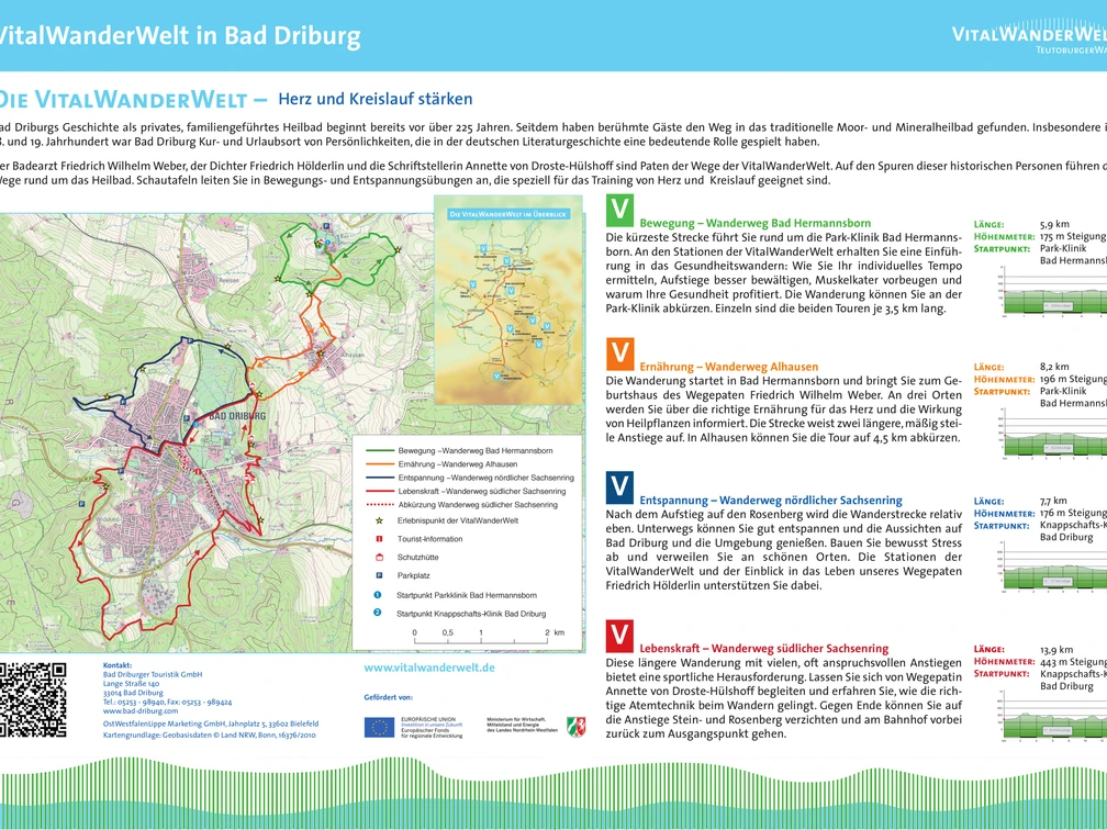 VitalWanderWelt Portaltafel Bad Driburg Portaltafel der VitalWanderWelt in Bad Driburg, detaillierte Routeninformationen und farbige Karten.