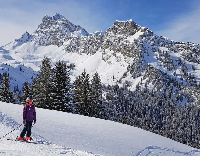Faire du ski dans la station de sports d'hiver Grimmialp Skifahren im Wintersportgebiet GrimmialpSkiing in the Grimmialp winter sports areaFaire du ski dans la station de sports d'hiver Grimmialp