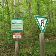 Salzgitter-Bad, Waldeingang Wanderweg 11 bei der Zufahrt zum MTV Sportgelände