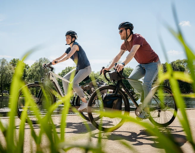 Herrlich auch für Radfahrer: Der Kurpark in Bad Laer