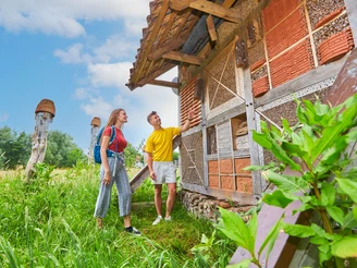 Insektenhotel auf der Tegelwiese Am Fuße der Iburg sorgen die Tegelwiese und der Kneipp-Erlebnispark bis zum Charlottensee für Bewegung und Erfrischung. Während der Kräutersaison sind hier, sowie auf dem ehemaligen Gelände der Landesgartenschau am Baumwipfelpfad Dutzende von gesunden Heilkräutern zu bestaunen. Bad Iburg ist Kneipp-Kurort und setzt auf die Lehren des Gesundheitspfarrers Sebastian Kneipp, die „Fünf Säulen“ des gesunden Lebens: Wasser, Ernährung, Bewegung, Balance und Kräuter – heute modern interpretiert.