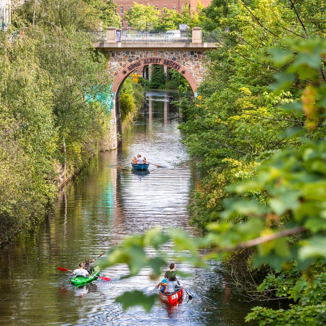 König-Albert-Brücke am Karl-Heine-Kanal Leipzig - Wasserwege in Leipzig