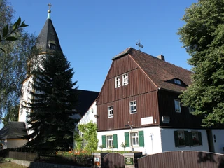 Steinarbeiterhaus und Kirche Hohburg Lossatal