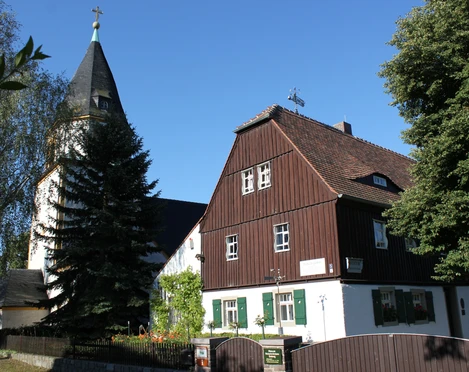 Steinarbeiterhaus und Kirche Hohburg Lossatal