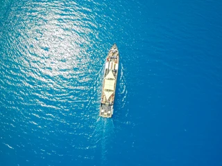 MS Santa Barbara auf dem Zwenkauer See - Schifffahrt im Leipziger Neuseenland Luftbild von der MS Santa Babara auf dem strahlend blauen Zwenkauer See, Schifffahrt, Leipziger Neuseenland, Ausflug