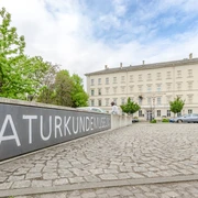 Naturkundemuseum - Museen in Leipzig Blick auf den Haupteingang zum Naturkundemuseum Leipzig dessen Ausstellung besonders interessant für Kinder und Ausflüge mit der Familie ist, Kultureinrichtung