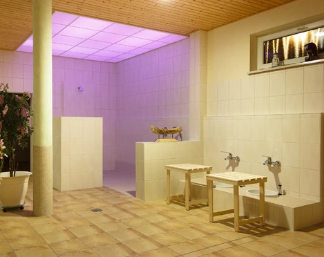 Haus Seestern im Seepark Auenhain - Wellness in Leipzig und Region Dusche mit lila Beleuchtung und Fußbäder im Haus Seestern im Seepark Auenhain in der Region Leipzig, Wellness, Spa