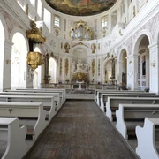 Schlosskapelle Hubertusburg Wermsdorf - Schlösser der Leipzig Region Die katholische Kapelle des Schloss Hubertusburg in Wermsdorf von Innen mit Blick auf den Altar und Schramm-Orgel, Ausflug, Leipzig Region