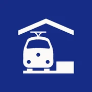 bahnhof.jpg Weißes Zugsymbol auf blauem Untergrund