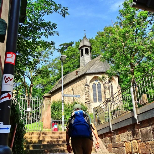 Start in Marburg, hinauf zum "Michelchen"