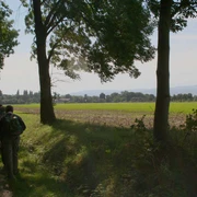 Pilgrimage route on the Via Romea with a view of the Brocken