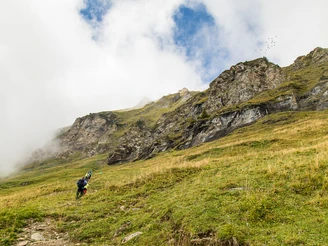 Auf dem Bergwanderweg unter der Planplatten.