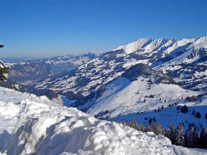 Blick ab Homad auf Start der Schneeschuhtour
