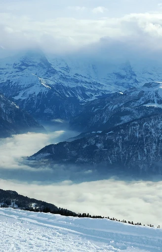 Parcours de randonnée hivernale au Niederhorn.