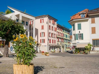 stadthausplatz-unterseen-printemps-été-tournesols-vieuxquartier.jpg