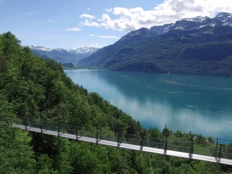 Hängebruecke Underweidligraben ob Ebligen - Blick Richtung Brienz & Axalp