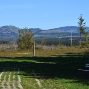 View of the Brocken mountain and Wurmberg mountain from the slab path of the open air border museum