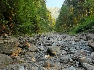 Trockenes Bachbett des Houetebach