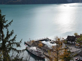 View from the Gippi viewpoint towards the Schiffländet and Lake Brienz