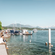 Lake promenade in summer