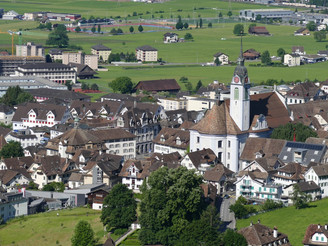 Blick auf den Ortskern Schwyz