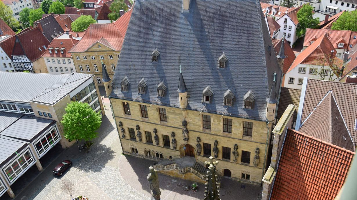 Rathaus des Westfälischen Friedens vom Turm der Marienkirche