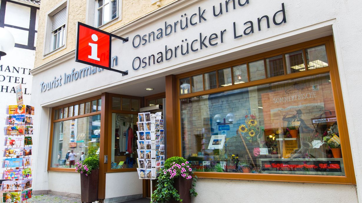 Kom naar het Toeristisch Informatie Punt in het centrum van Osnabrück voor tips, stadsplattegronden, fiets- en wandelkaarten en meer