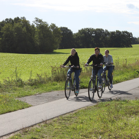 Radfahrerinnen auf dem Oderbruchbahnradweg
