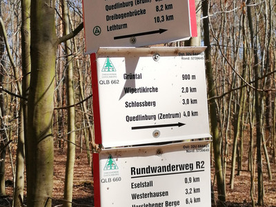Wegweiser im Quedlinburger Stadtwald