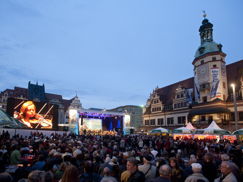 BachStage on the marketplace in front of the Old City Hall in Leipzig