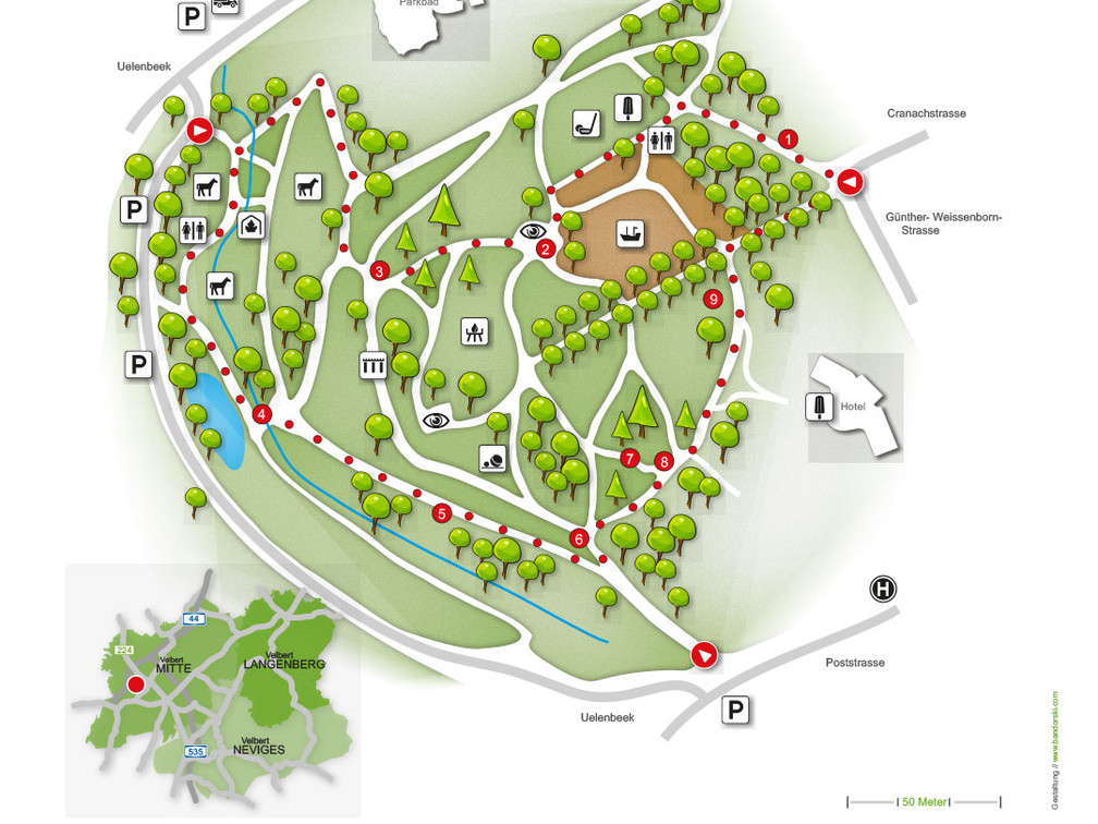 Parkkarte Herminghauspark in Velbert