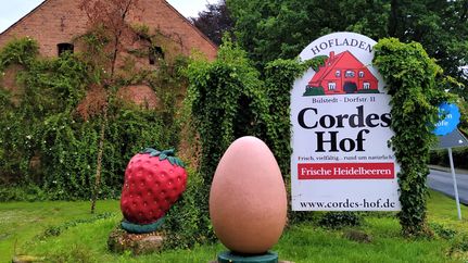 Hinweisschild an der Straße zu Cordes Hof in Bülstedt