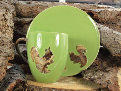 Harz Keramik - Teller und Kaffeetasse