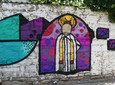 Graffiti "Heiliger Vinzenz von Paul" an der Graffitimauer "Busdorfgalerie"