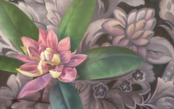Hannelore Bierkardt Rhododendronblüte Öl auf Leinwand 2020 70x100 cm