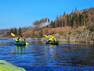 rafts on trails Packrafting auf dem Okerstausee