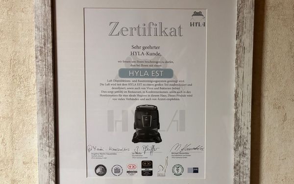 Hyla Zertifikat der Ferienwohnung Anne